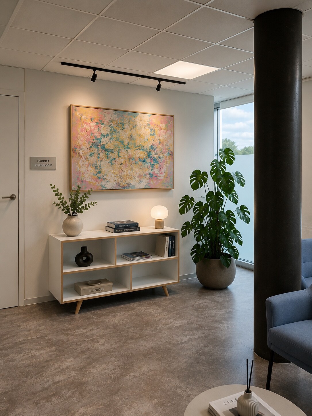 Espace d’accueil du cabinet d’urologie